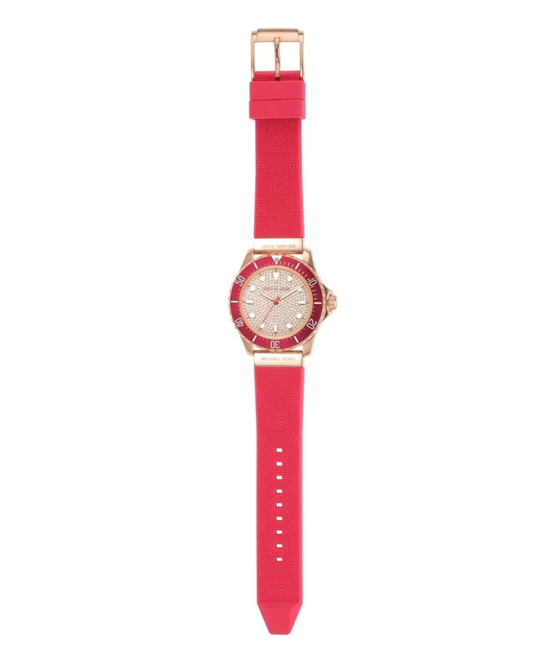 Shop Authentic Michael Kors Everest Analog Rose Gold Dial Pink Silicone Strap Watch For Women - MK7359 - Luxxuri