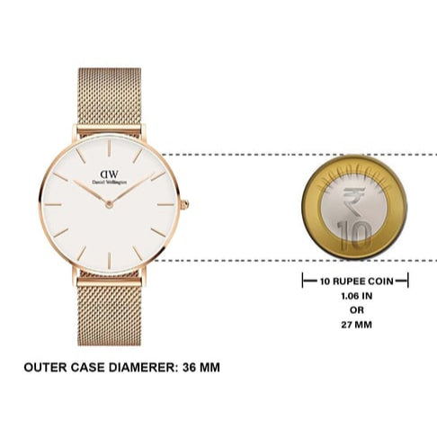 Shop Authentic Daniel Wellington Petite Melrose White Dial Rose Gold Mesh Strap Watch For Women - DW00100305 - Luxxuri