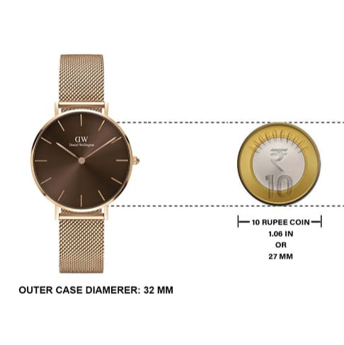 Shop Authentic Daniel Wellington Petite Melrose Brown Dial Rose Gold Mesh Strap Watch For Women - DW00100477 - Luxxuri