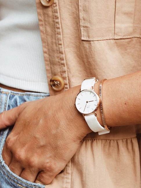 Shop Authentic Daniel Wellington Petite Dover Quartz White Dial White NATO Strap Watch For Women - DW001000313 - Luxxuri