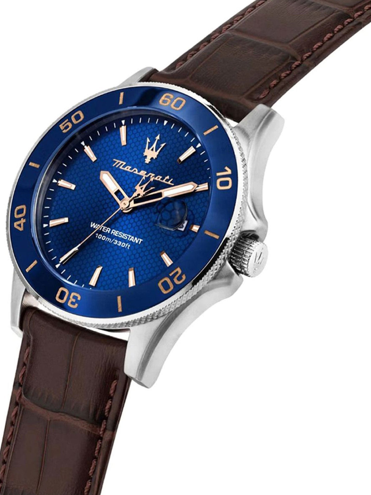 Shop Authentic Maserati Competizione Analog Blue Dial Brown Leather Strap Watch for Men - R8851100004 - Luxxuri