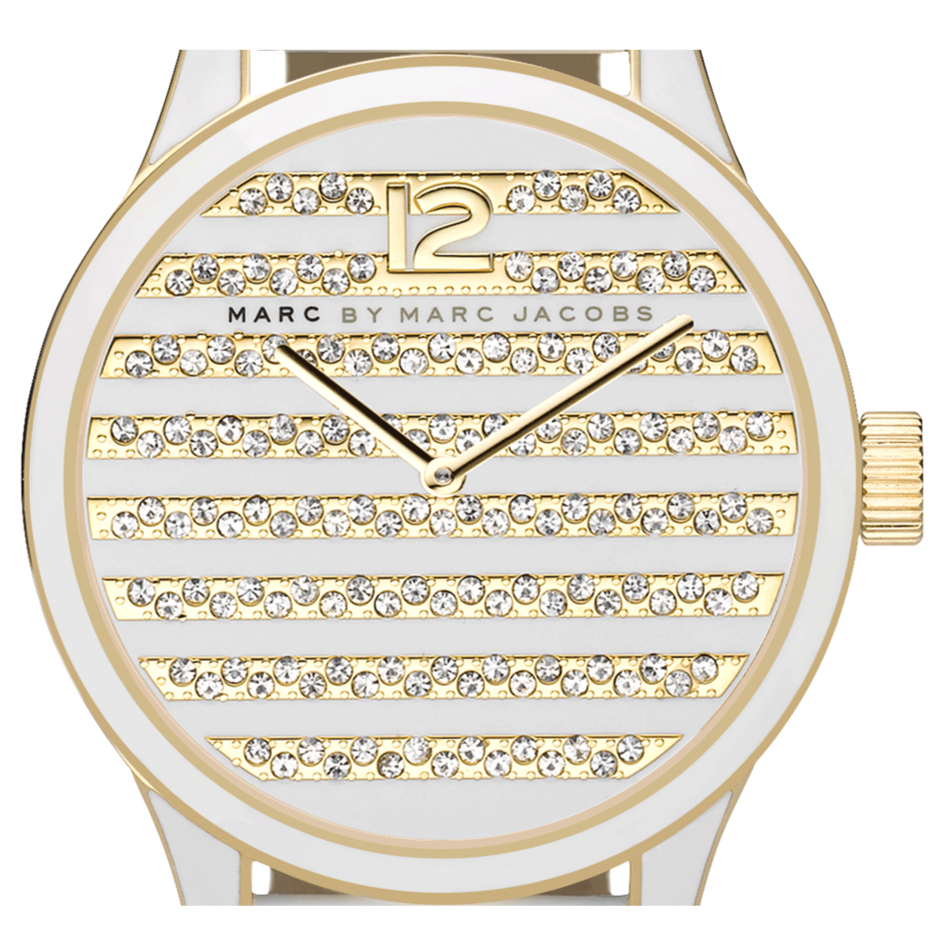 Shop Authentic Marc Jacobs Lidia Stripe White Dial White Leather Strap Watch for Women - MBM1164 - Luxxuri