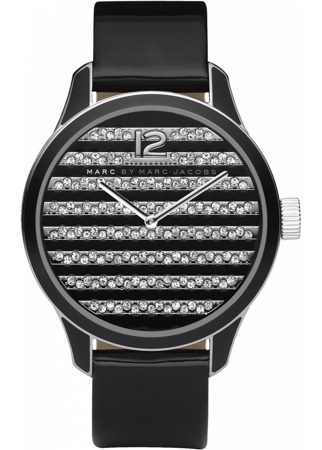 Shop Authentic Marc Jacobs Lidia Stripe Glitz Black Dial Black Leather Strap Watch for Women - MBM1166 - Luxxuri