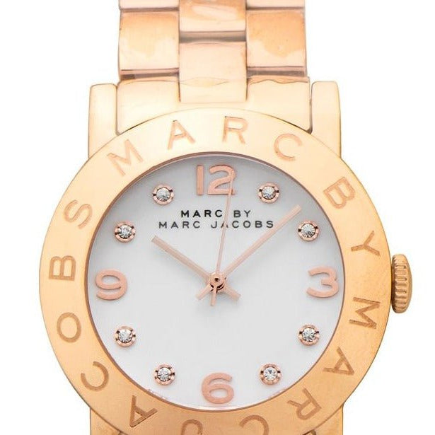 Shop Authentic Marc Jacobs Amy White Dial Rose Gold Steel Strap Watch for Women - MBM3077 - Luxxuri