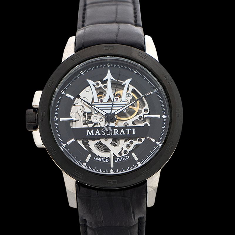 Shop Authentic Maserati Automatic Black Dial Black Leather Strap Watch For Men - R8821119007 - Luxxuri