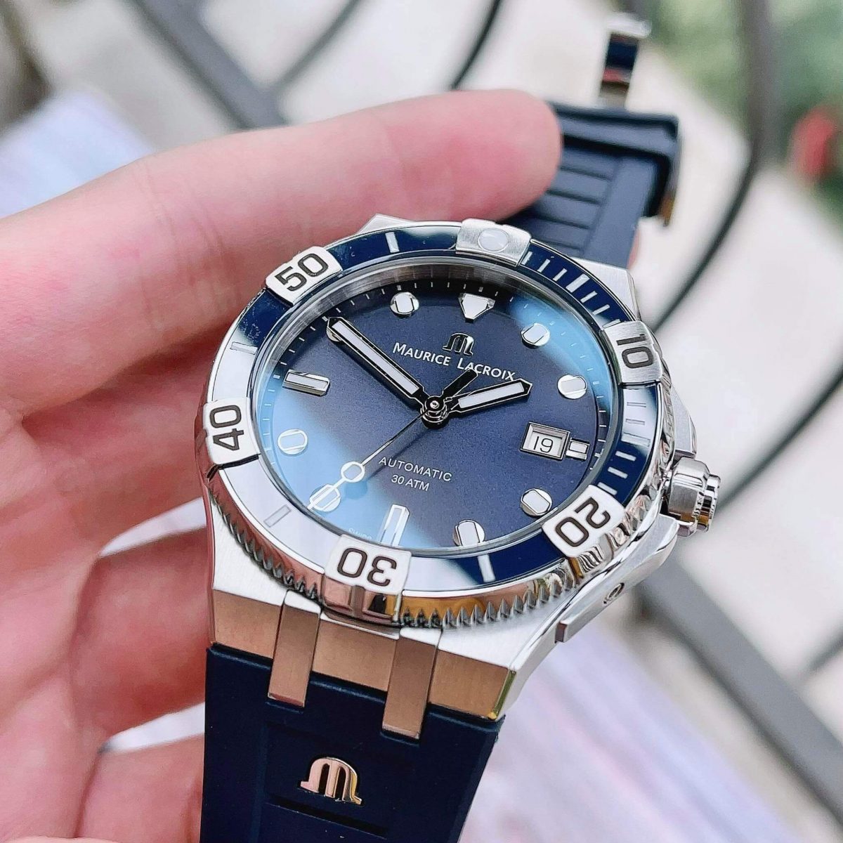 Shop Authentic Maurice Lacroix Aikon Venturer Blue Dial Blue Rubber Strap Watch for Men - AI6058-SS001-430-1 - Luxxuri