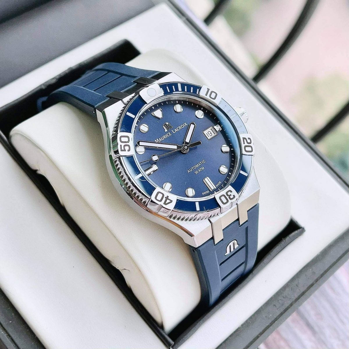 Shop Authentic Maurice Lacroix Aikon Venturer Blue Dial Blue Rubber Strap Watch for Men - AI6058-SS001-430-1 - Luxxuri