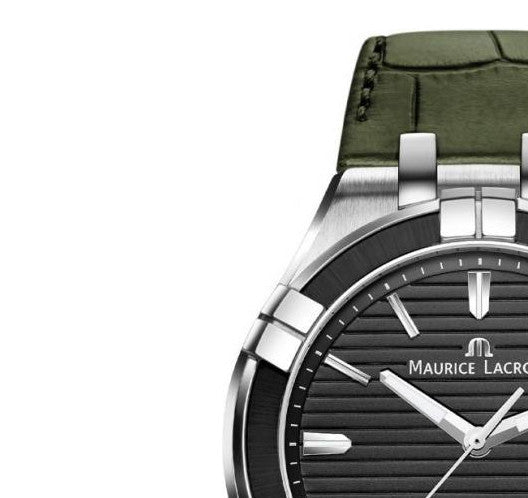 Shop Authentic Maurice Lacroix Aikon Quartz Black Dial Green Crocodile Leather Strap Watch for Men - AI1008-PVB21-330-1 - Luxxuri