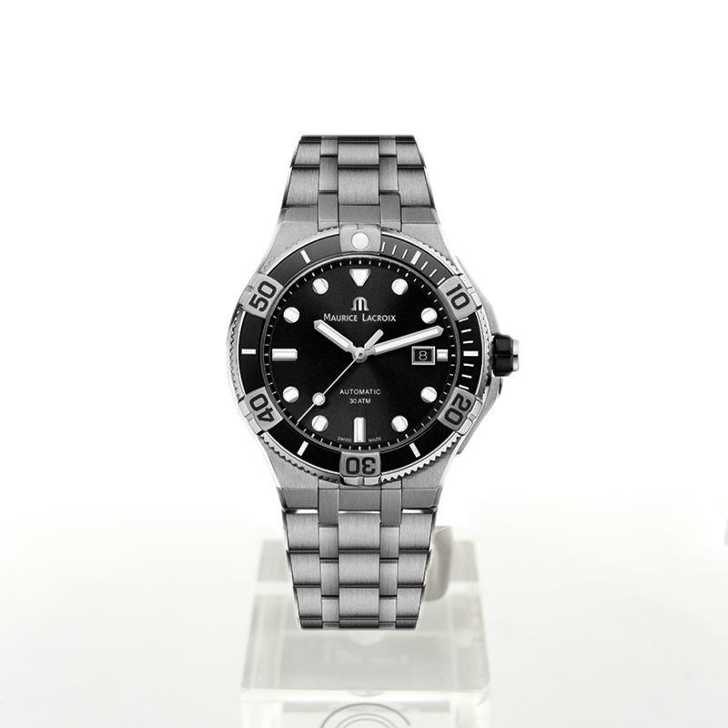 Shop Authentic Maurice Lacroix Aikon Venturer Black Dial Silver Steel Strap Watch for Men - AI6058-SS002-330-1 - Luxxuri