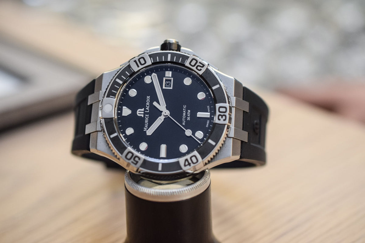 Shop Authentic Maurice Lacroix Aikon Venturer Black Dial Black Rubber Strap Watch for Men - AI6058-SS001-330-1 - Luxxuri