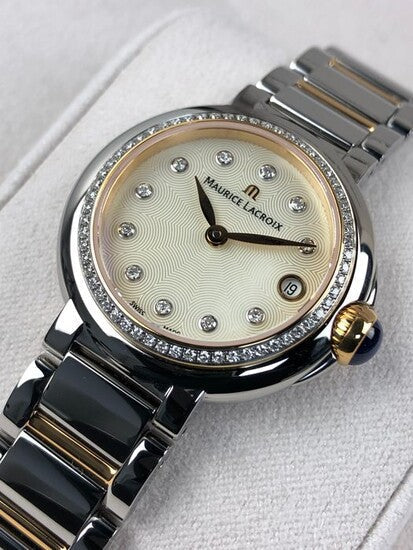Shop Authentic Maurice Lacroix Fiaba Date Diamonds White Mother of Pearl Dial Two Tone Steel Strap Watch for Women - FA1007-PVP23-170-1 - Luxxuri