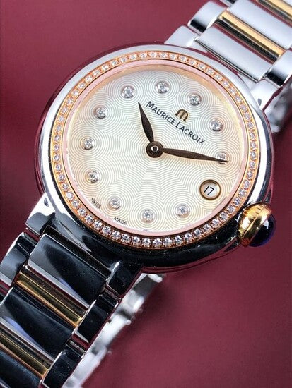 Shop Authentic Maurice Lacroix Fiaba Date Diamonds White Mother of Pearl Dial Two Tone Steel Strap Watch for Women - FA1007-PVP23-170-1 - Luxxuri
