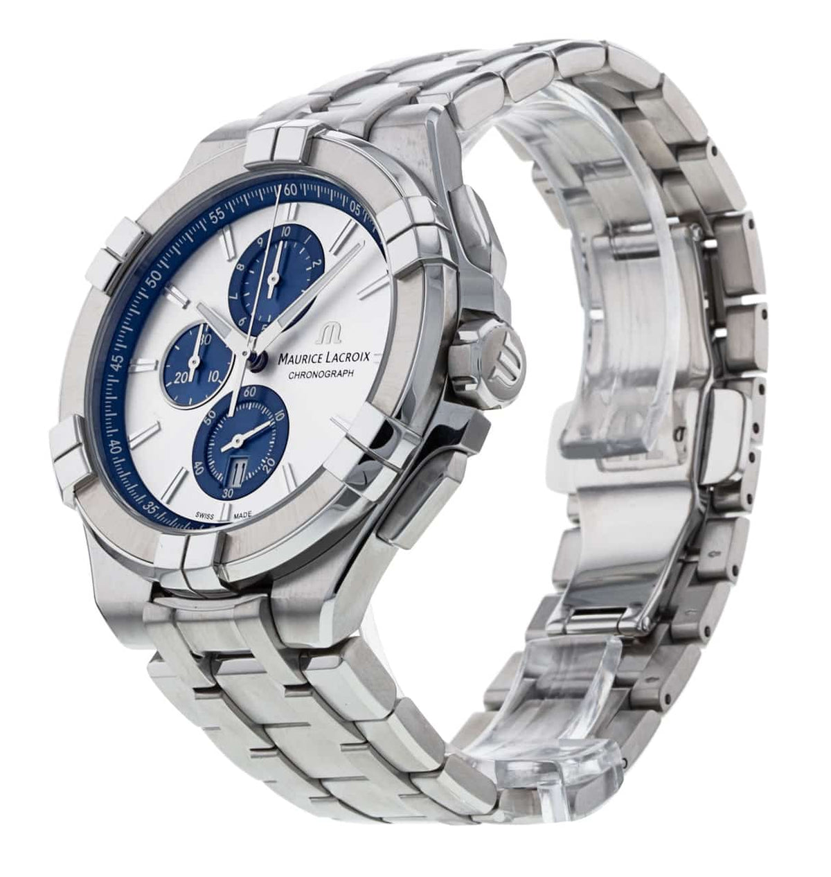 Shop Authentic Maurice Lacroix Aikon Chronograph Silver Dial Silver Steel Strap Watch for Men - AI1018-SS002-131-1 - Luxxuri