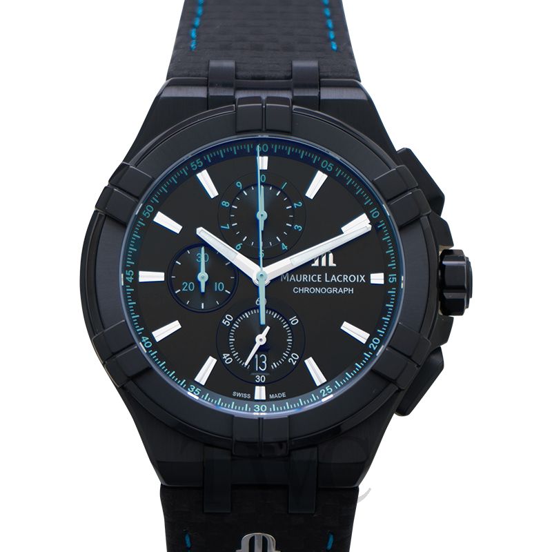 Shop Authentic Maurice Lacroix Aikon Chronograph Limited Edition Black Dial Black Leather Strap Watch for Men - AI1018-PVB01-337-1 - Luxxuri