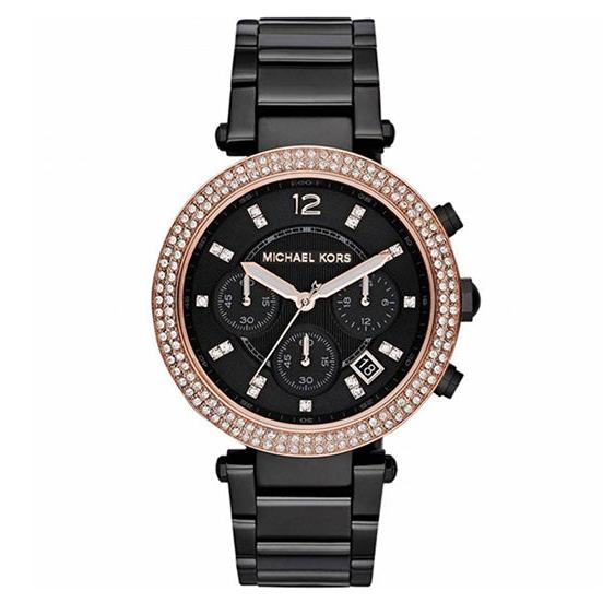 Shop Authentic Michael Kors Parker Diamonds Black Dial Black Steel Strap Watch for Women - MK5885 - Luxxuri