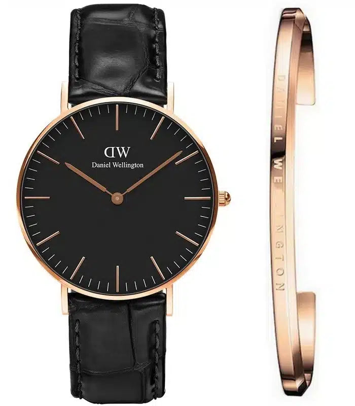Shop Authentic Daniel Wellington Classic Reading Black Dial Black Leather Strap Watch For Men - DW00100129 - Luxxuri