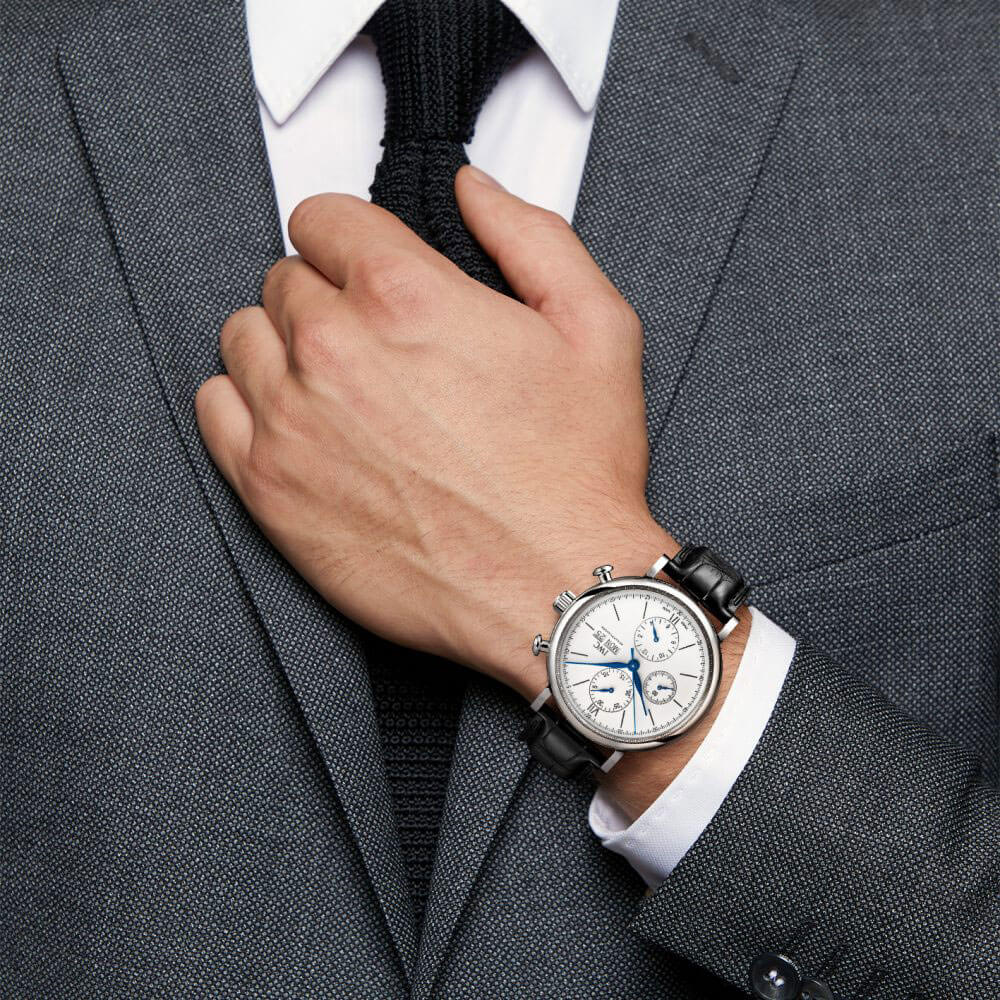Shop Authentic IWC Portofino Chronograph White Dial Black Leather Strap Watch for Men - IW391024 - Luxxuri