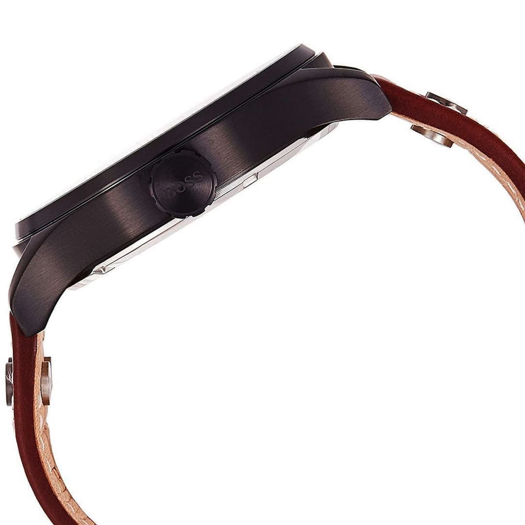 Shop Authentic Hugo Boss Aeroliner Maxx Black Dial Brown Leather Strap Watch For Men - 1513079 - Luxxuri