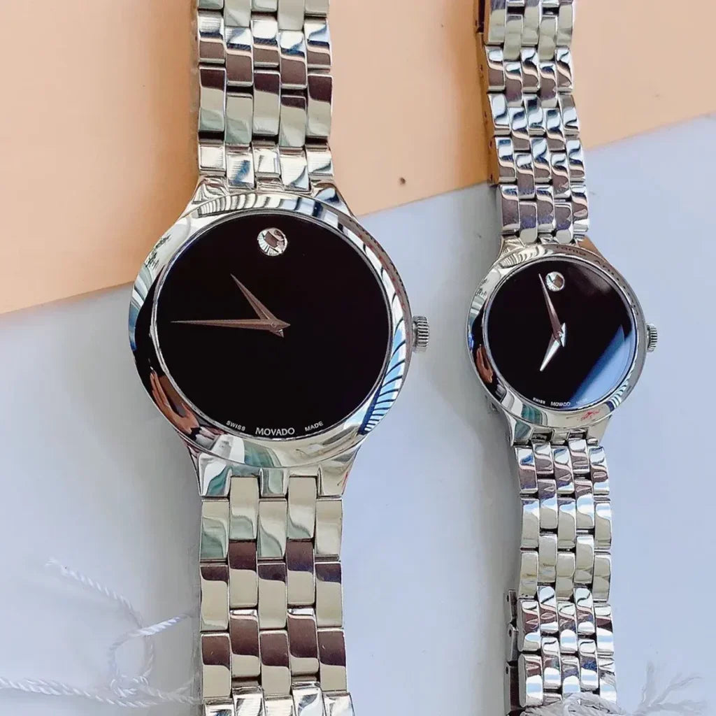 Shop Authentic Movado Classic Quartz Black Dial Silver Steel Strap Watch for Men - 0606337 - Luxxuri