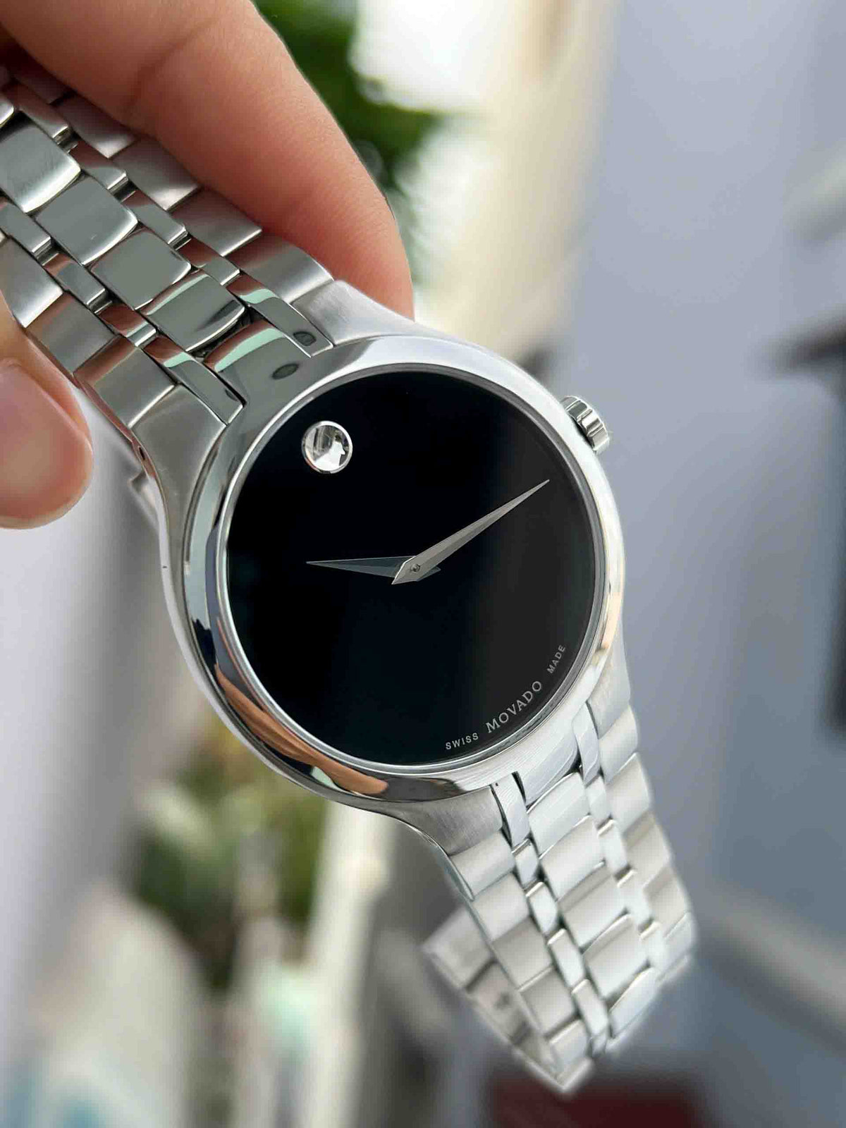 Shop Authentic Movado Classic Quartz Black Dial Silver Steel Strap Watch for Men - 0606337 - Luxxuri