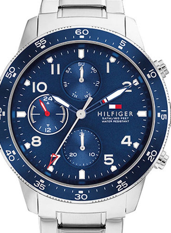 Shop Authentic Tommy Hilfiger Jimmy Chronograph Quartz Blue Dial Silver Steel Strap Watch For Men - 1791949 - Luxxuri