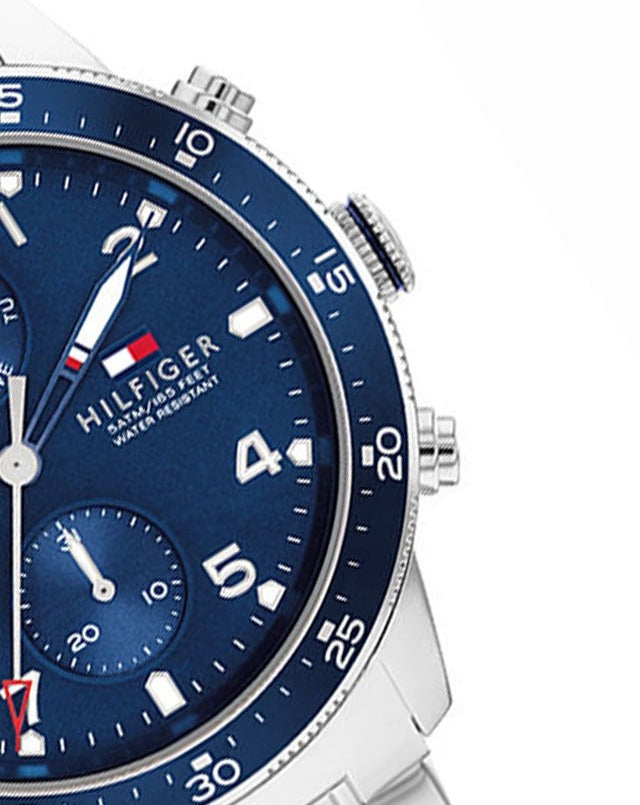 Shop Authentic Tommy Hilfiger Jimmy Chronograph Quartz Blue Dial Silver Steel Strap Watch For Men - 1791949 - Luxxuri