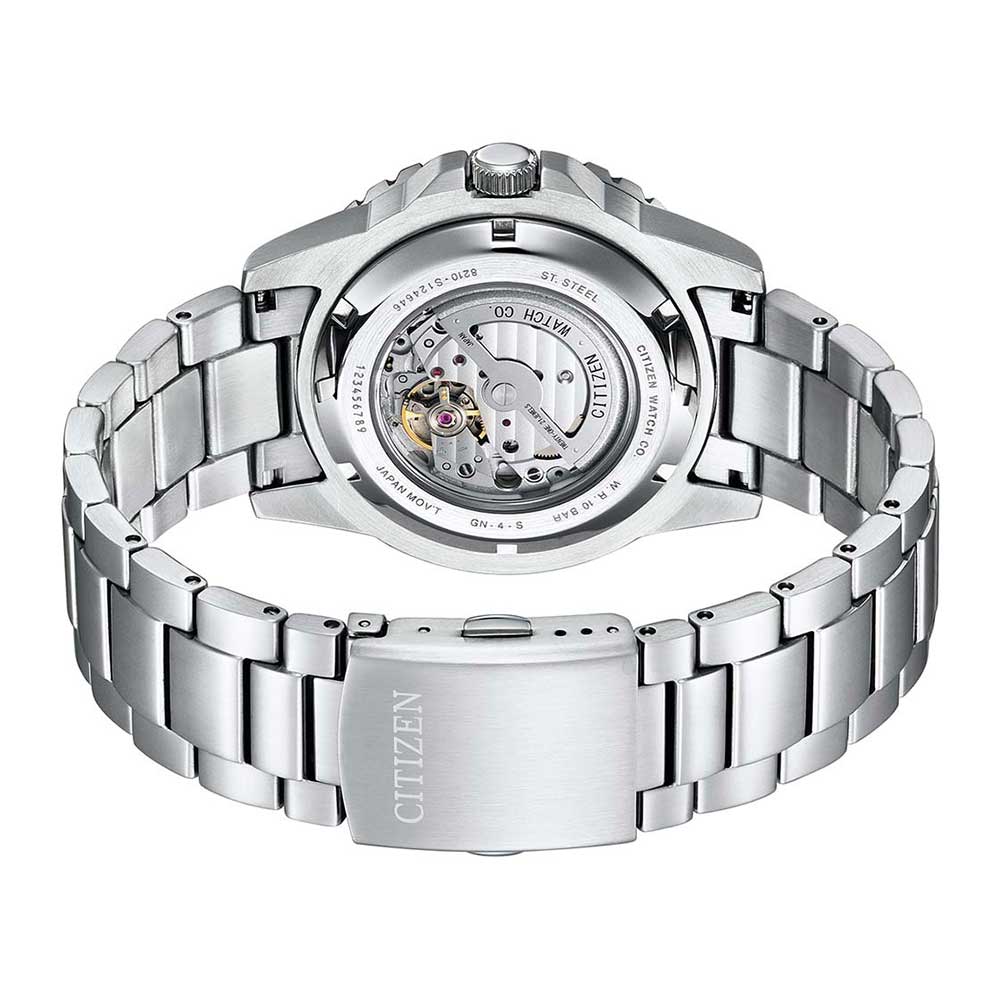 Shop Authentic Citizen Mechanical Black Dial Silver Steel Strap Watch For Men - NJ0120-81E - Luxxuri
