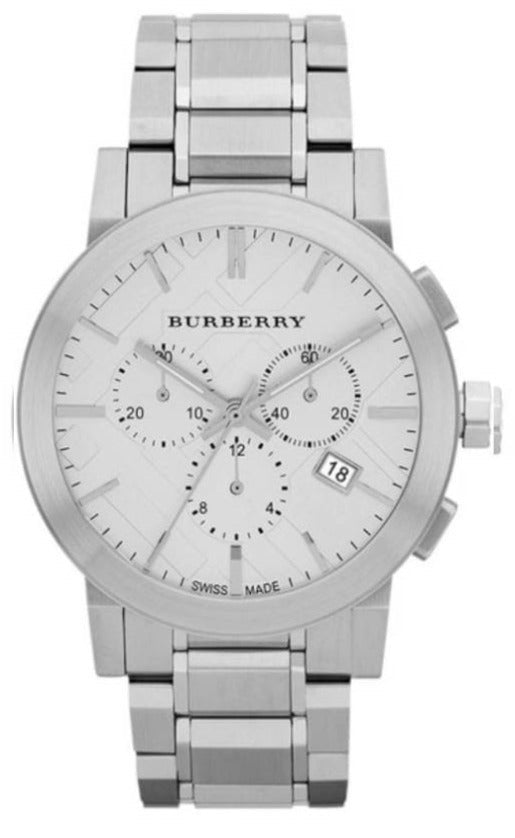 Shop Authentic Burberry The City Chronograph Silver Dial Silver Steel Strap Watch for Men - BU9350 - Luxxuri