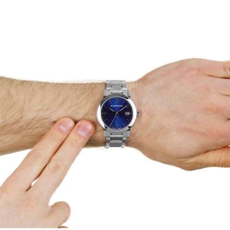 Shop Authentic Burberry The City Blue Dial Silver Steel Strap Watch for Men - BU9031 - Luxxuri