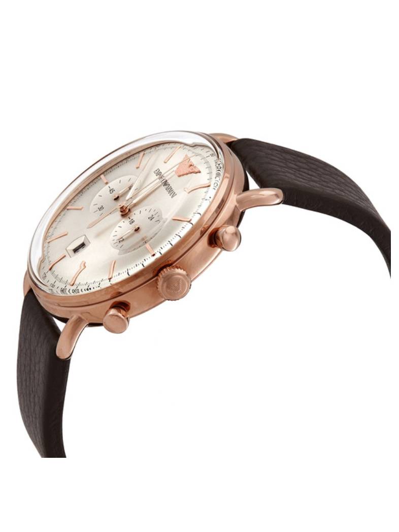 Shop Authentic Emporio Armani Aviator Grey Dial Brown Leather Strap Watch For Men - AR11106 - Luxxuri