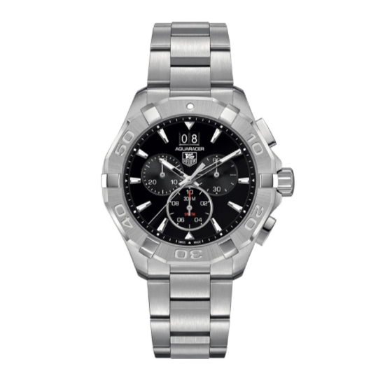 Shop Authentic Tag Heuer Aquaracer Chronograph Black Dial Silver Steel Strap Watch for Men - CAY1110.BA0927 - Luxxuri