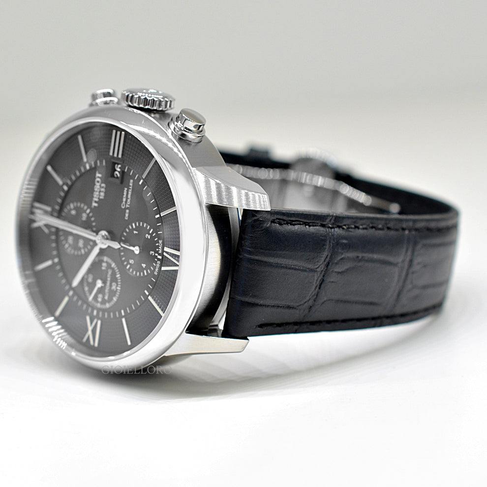 Shop Authentic Tissot T Classic Chemin Des Tourelles Chronograph Black Dial Black Leather Strap Watch For Men - T099.427.16.058.00 - Luxxuri