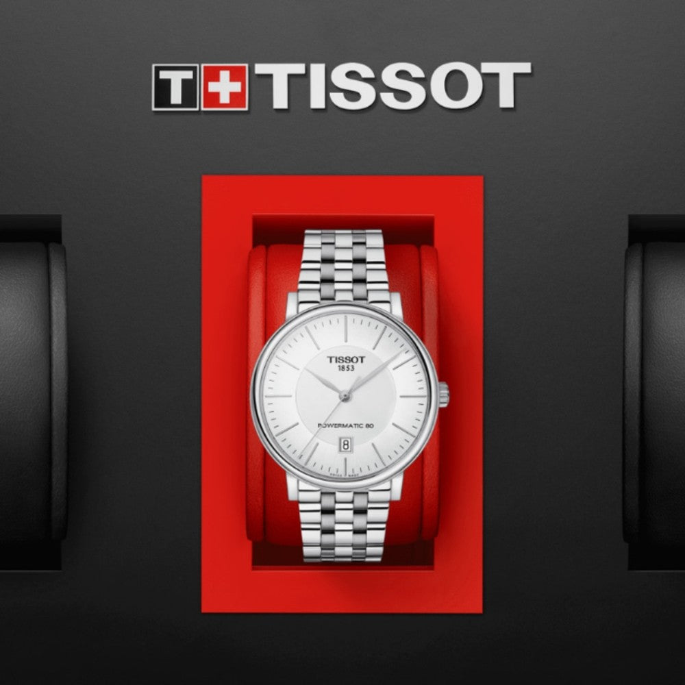 Shop Authentic Tissot T Classic Carson Premium Powermatic 80 White Dial Silver Steel Strap Watch For Men - T122.407.11.031.00 - Luxxuri