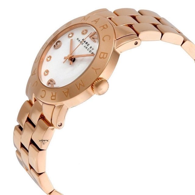 Shop Authentic Marc Jacobs Amy White Dial Rose Gold Steel Strap Watch for Women - MBM3077 - Luxxuri