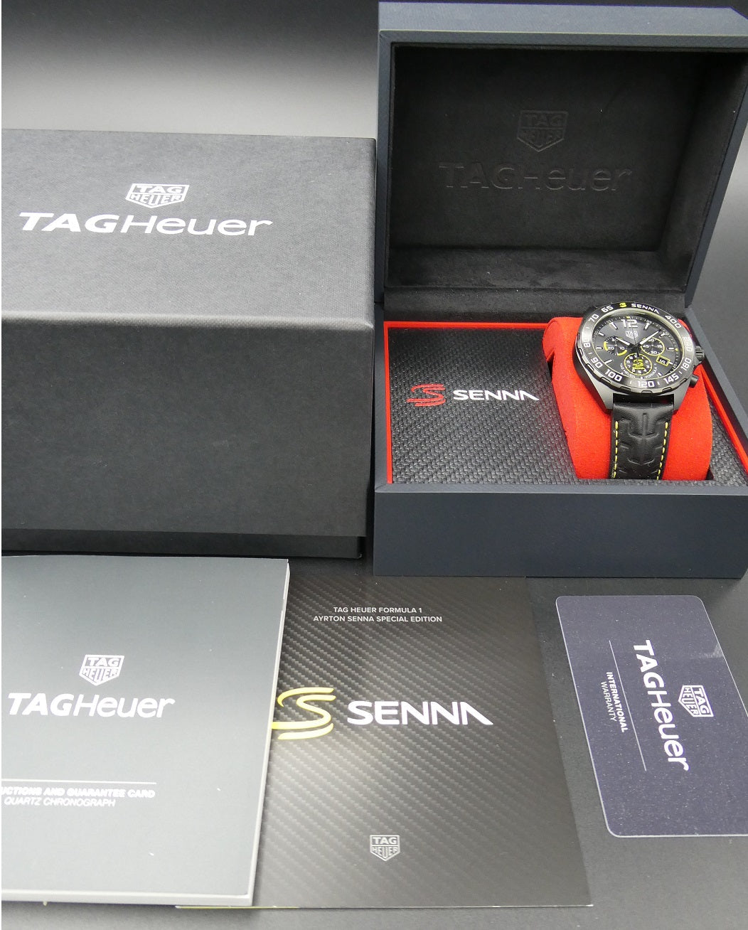 Shop Authentic Tag Heuer Formula 1 Chronograph Senna Black Dial Black Leather Strap Watch for Men - CAZ101AJ.FC6487 - Luxxuri