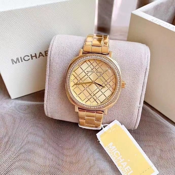 Shop Authentic Michael Kors Nia Quartz Gold Dial Gold Steel Strap Watch For Women - MK3989 - Luxxuri