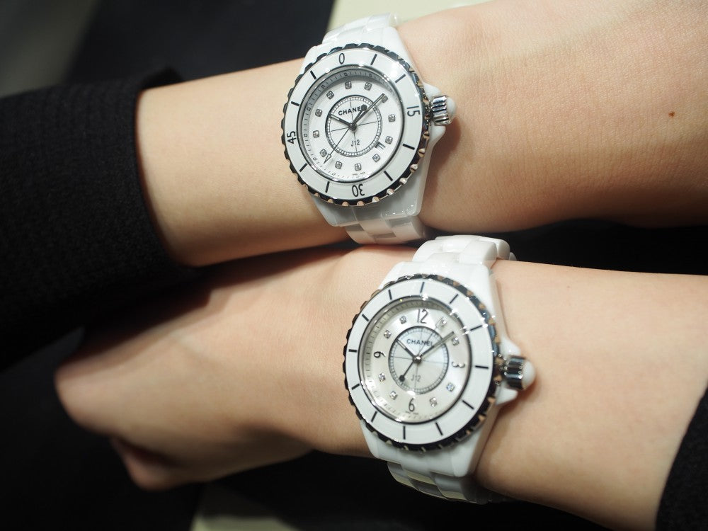 Shop Authentic Chanel J12 Diamonds Quartz Ceramic White Dial White Steel Strap Watch for Women - J12 H2422 - Luxxuri