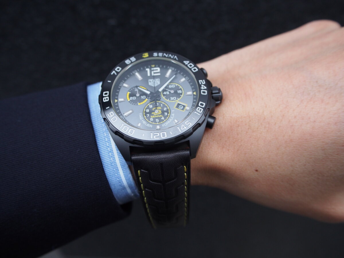 Shop Authentic Tag Heuer Formula 1 Chronograph Senna Black Dial Black Leather Strap Watch for Men - CAZ101AJ.FC6487 - Luxxuri