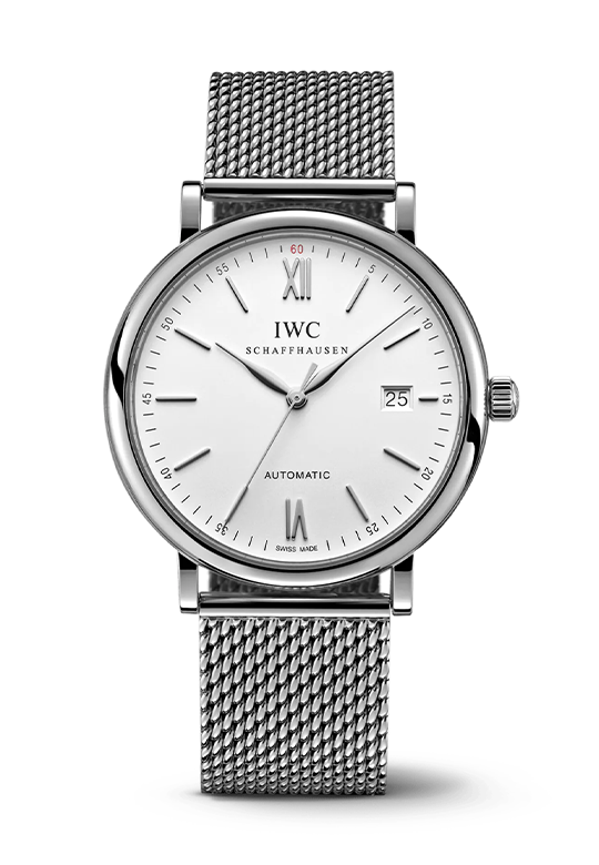 Shop Authentic IWC Portofino Automatic White Dial Silver Mesh Bracelet Watch for Men - IW356505 - Luxxuri