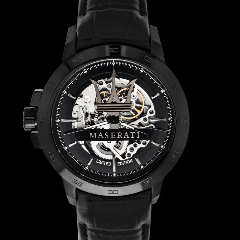 Shop Authentic Maserati Automatic Black Dial Black Leather Strap Watch For Men - R8821119007 - Luxxuri