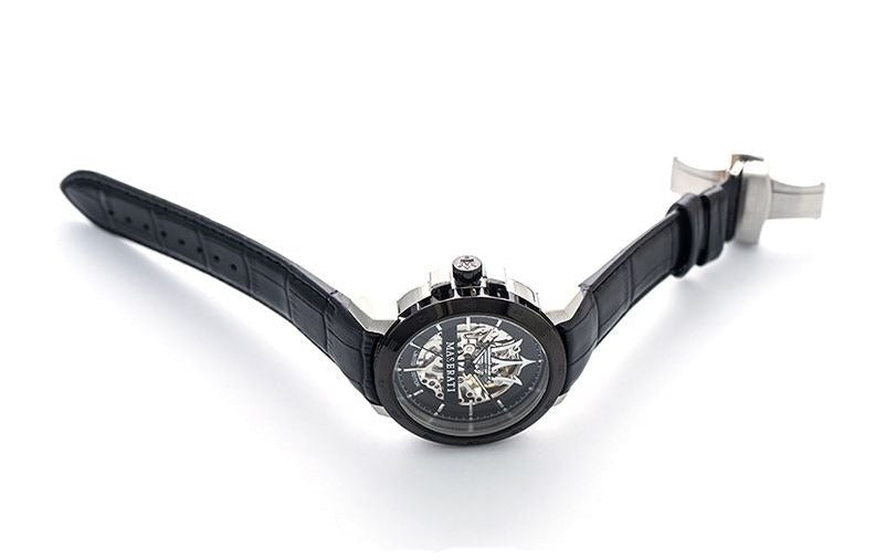 Shop Authentic Maserati Automatic Black Dial Black Leather Strap Watch For Men - R8821119007 - Luxxuri