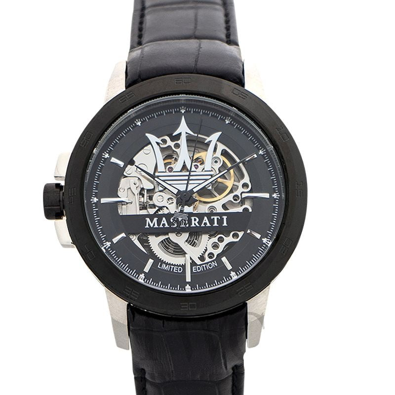 Shop Authentic Maserati Automatic Black Dial Black Leather Strap Watch For Men - R8821119007 - Luxxuri