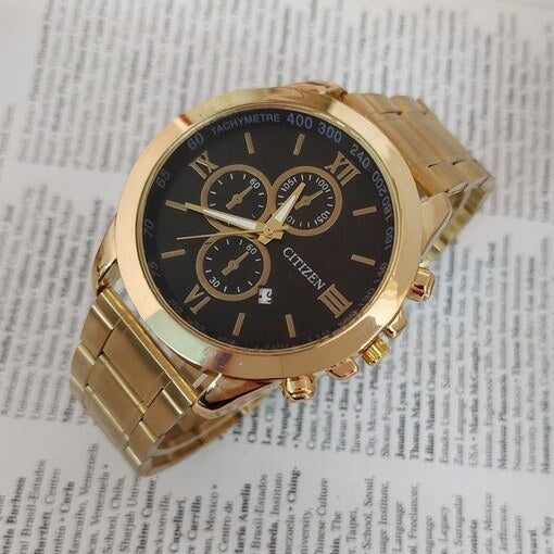 Shop Authentic Guess Optic Multifunction Black Dial Gold Steel Strap Watch for Men - W0193G1 - Luxxuri