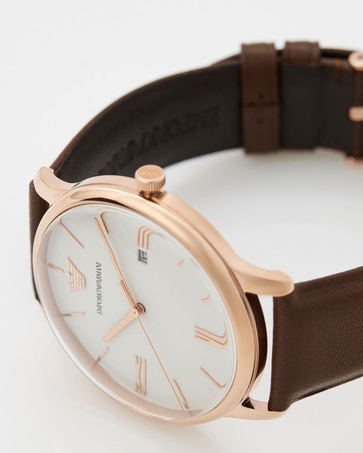 Shop Authentic Emporio Armani Minimalist Quartz White Dial Brown Leather Strap Watch For Men - AR11572 - Luxxuri