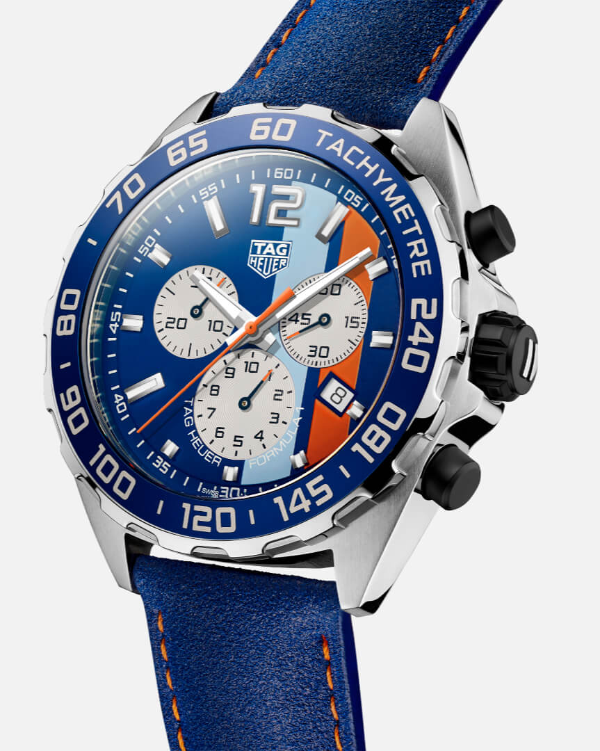 Shop Authentic Tag Heuer Formula 1 Gulf Edition Blue Dial Blue Leather Strap Watch for Men - CAZ101N.FC8243 - Luxxuri