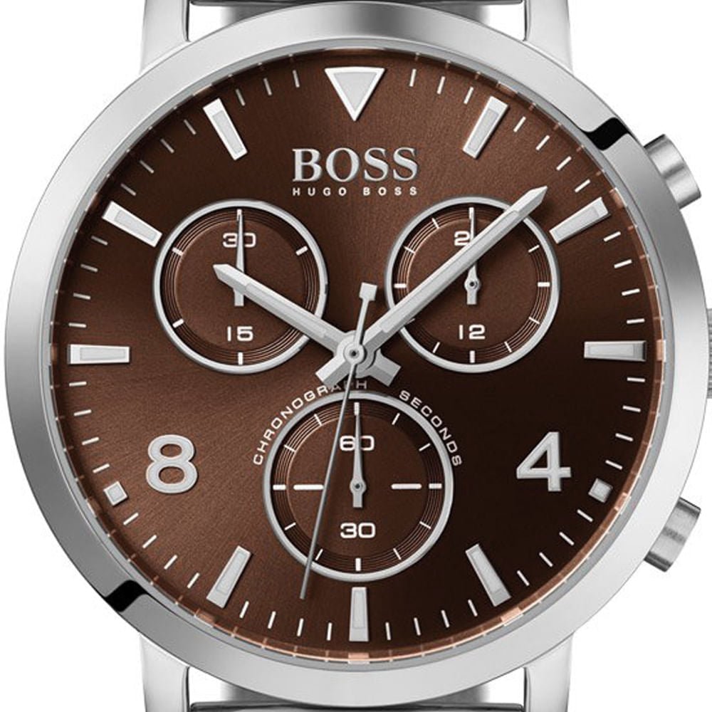 Shop Authentic Hugo Boss Spirit Brown Dial Silver Mesh Bracelet Watch for Men - 1513694 - Luxxuri