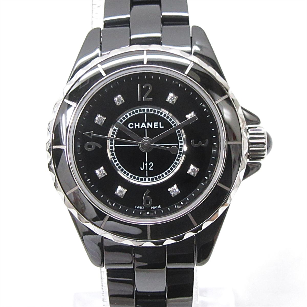 Shop Authentic Chanel J12 Diamonds Black Dial Black Steel Strap Watch for Women - J12 H2569 - Luxxuri