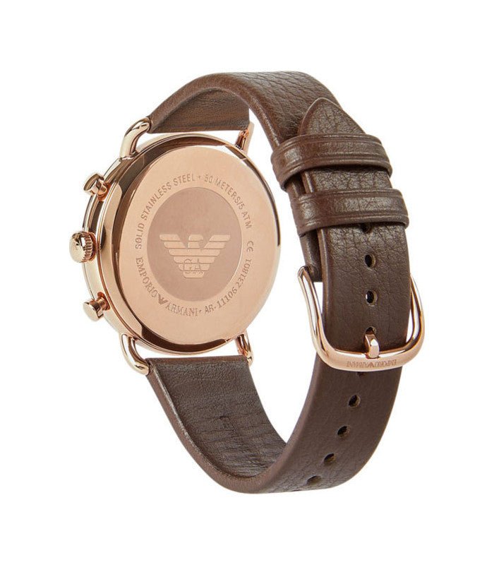 Shop Authentic Emporio Armani Aviator Grey Dial Brown Leather Strap Watch For Men - AR11106 - Luxxuri