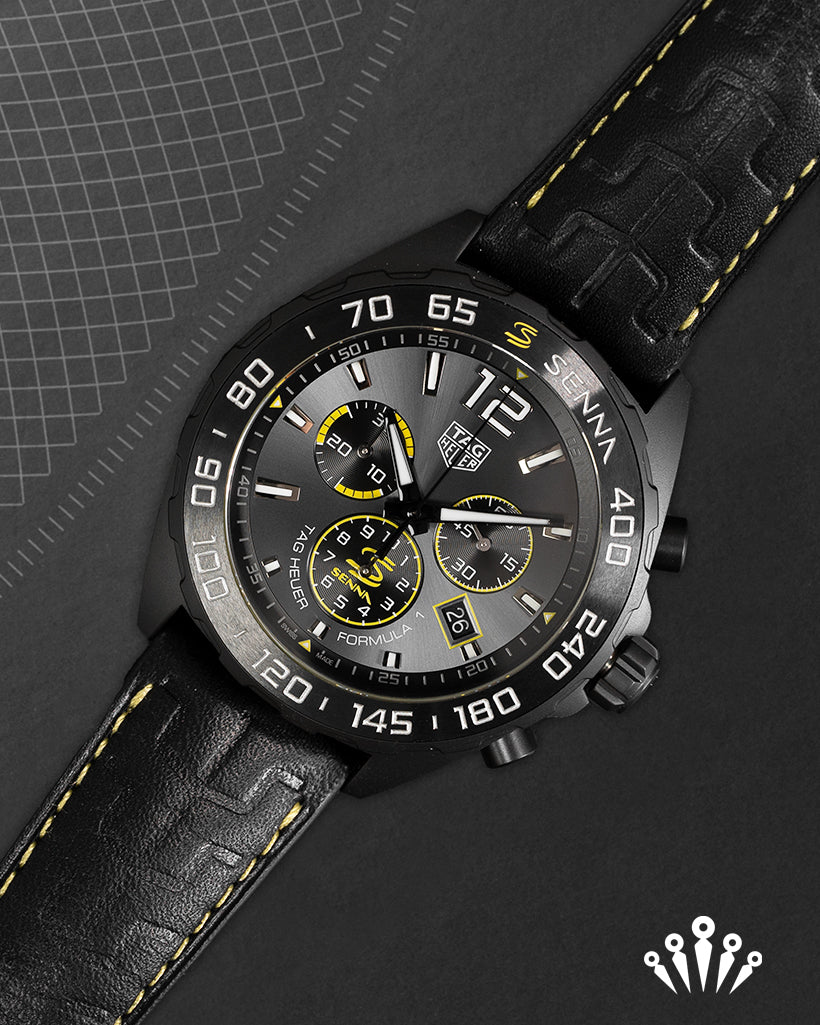 Shop Authentic Tag Heuer Formula 1 Chronograph Senna Black Dial Black Leather Strap Watch for Men - CAZ101AJ.FC6487 - Luxxuri