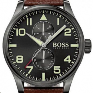 Shop Authentic Hugo Boss Aeroliner Maxx Black Dial Brown Leather Strap Watch For Men - 1513079 - Luxxuri